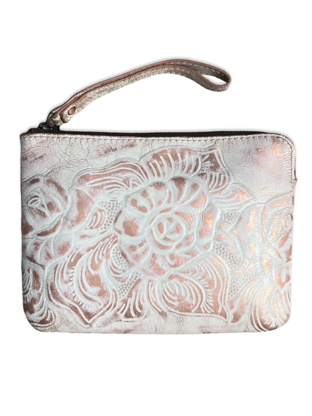 Patricia Nash Cassini Wristlet Clutch in White Copper Florence Tooled Leather